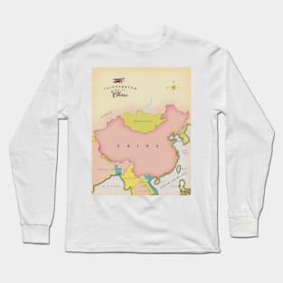 Illustrated map of China Long Sleeve T-Shirt